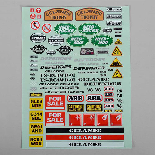 하비몬[단종] [#Z-B0038] Gelande 2 Decal Sheet for Land Rover Defender D90 Hard Plastic Body Kit[상품코드]RC4WD