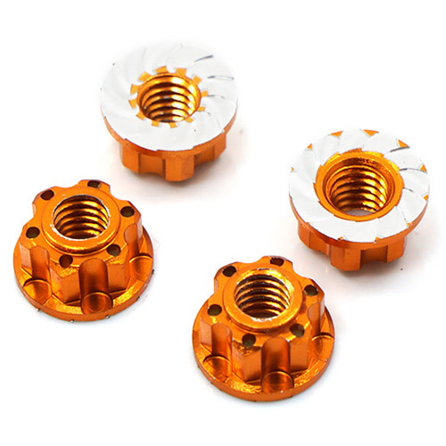 하비몬[#YA-0448OR**] [4개입] 4mm Aluminium Wheel Flange Lock Nut for RC Car (Orange)[상품코드]YEAH RACING
