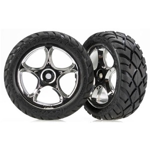 하비몬[#AX2479R] Tires &amp; Wheels, Assembled (Tracer 2.2&quot; Chrome Wheels, Anaconda® 2.2&quot; Tires With Foam Inserts) (2) (Bandit Front)[상품코드]TRAXXAS