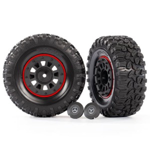 하비몬[#AX8874] Tires And Wheels, Assembled, Glued (2.2&quot; Black Mercedes-Benz® G 63® Wheels, Canyon RT 4.6x2.2&quot; Tires) (2)/ Center Caps (2)/ Beadlock Rings (2) (Requires #8255A Extended Stub Axle)[상품코드]TRAXXAS