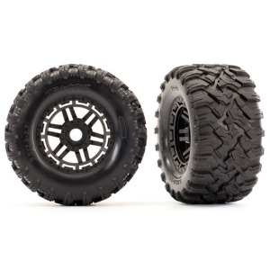 하비몬[#AX8972] Tires &amp; Wheels, Assembled, Glued (Black Wheels, Maxx® All-Terrain Tires, Foam Inserts) (2) (17mm Splined) (TSM® Rated)[상품코드]TRAXXAS