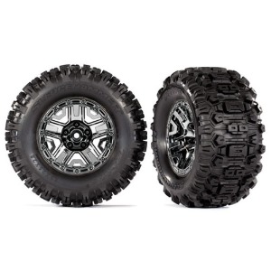 하비몬[#AX9072] Tires &amp; Wheels, Assembled, Glued (Black Chrome 2.8&quot; Wheels, Sledgehammer™ Tires, Foam Inserts) (2) (TSM® Rated)[상품코드]TRAXXAS