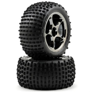 하비몬[#AX2470A] Tires &amp; Wheels, Assembled (Tracer 2.2&quot; Black Chrome Wheels, Alias 2.2&quot; Tires) (2) (Bandit Rear, Medium Compound With Foam Inserts) (TSM Rated)[상품코드]TRAXXAS