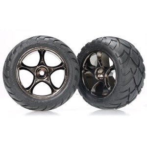 하비몬[#AX2478A] Tires &amp; Wheels, Assembled (Tracer 2.2&quot; Black Chrome Wheels, Anaconda® 2.2&quot; Tires With Foam Inserts) (2) (Bandit Rear) (VXL)[상품코드]TRAXXAS