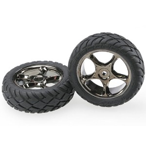 하비몬[#AX2479A] Tires &amp; Wheels, Assembled (Tracer 2.2&quot; Black Chrome Wheels, Anaconda® 2.2&quot; Tires With Foam Inserts) (2) (Bandit Front)[상품코드]TRAXXAS