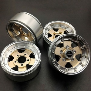 하비몬[#RCC-WA61955] [4개입] 1.9&quot; +5mm Offset Beadlock Aluminum Wheel Set w/12mm Hex (Gold)[상품코드]RC CHANNEL