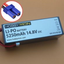 하비몬[#HBM5250M4S-EC5｜BM0322] [3셀 크기 4셀 리포 배터리｜하드케이스] 5250mAh 14.8V 4S 25C Hard Case LiPo Battery w/EC5 Connector (크기 139 x 48 x 39mm)[상품코드]HOBBYMON