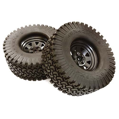 Ϻ[2Ʈ] Realistic Spoke Off-Road 1.9&quot; Wheel &amp; All Terrain Tire (110mm) (Black)[ǰڵ]INTEGY