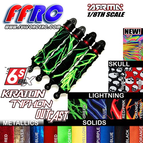 하비몬[ARM618LGRN] (쇽 부츠｜4개입) ARRMA 8th Kraton/Notorious/Outcast/Talion/Typhon/Fireteam 6S Shock Boots - Lightning Green[상품코드]FULL FORCE RC
