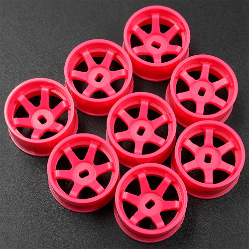 하비몬[WL-0146FPK] (8개입｜와이드 AWD) Plastic Wide Rim Set 11mm (Offset 0 +1 +2 +3) Florescent Pink for 1/28 Mini-Z AWD (교쇼 미니지 휠 세트)[상품코드]YEAH RACING