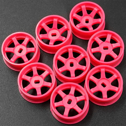 하비몬[WL-0145FPK] (8개입｜내로우 AWD) Plastic Narrow Rim Set 8.5mm (Offset 0 +1 +2 +3) Florescent Pink for 1/28 Mini-Z AWD (교쇼 미니지 휠 세트)[상품코드]YEAH RACING