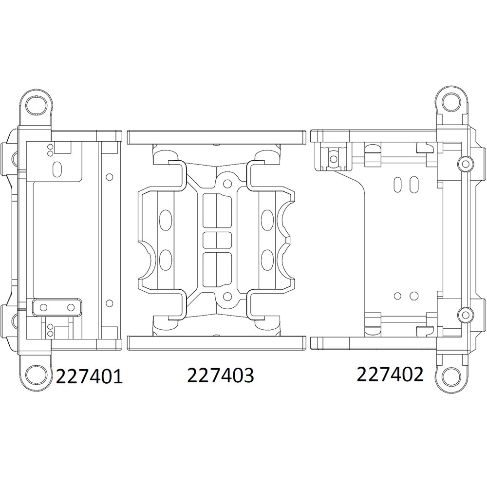 하비몬[#97401115] Front &amp; Rear Bumper Mount and Center Gearbox Mounting Brace Skidplate for EMO-X (설명서 품번 #227401, 227402, 227403)[상품코드]CROSS-RC