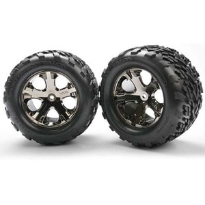 하비몬[#AX3668A] Tires &amp; wheels assembled glued (2.8&#039;&#039;) (All-Star black chrome wheels Talon tires foam inserts) (electric rear) (2)[상품코드]TRAXXAS