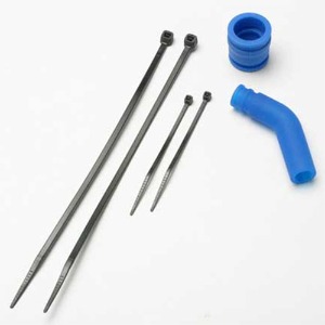 하비몬[#AX5245] Pipe Coupler, Molded (Blue)/ Exhaust Deflecter (Rubber, Blue)/ Cable Ties, Long (2)/ Cable Ties, Short (2)[상품코드]TRAXXAS