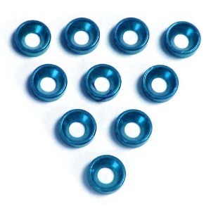 하비몬[단종] [#WR-0007BU] [10개입｜접시머리 볼트 사용] M3 Flat Washer (Blue) - Countersunk Washer[상품코드]YEAH RACING