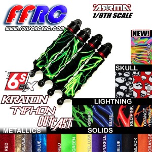 하비몬[ARM618LORG] (쇽 부츠｜4개입) ARRMA 8th Kraton/Notorious/Outcast/Talion/Typhon/Fireteam 6S Shock Boots - Lightning Orange/Yellow[상품코드]FULL FORCE RC