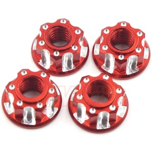 하비몬[#SDY-0164RD] [4개] Aluminium 4mm Serrated Lock Nut (Red)[상품코드]SLIDELOGY