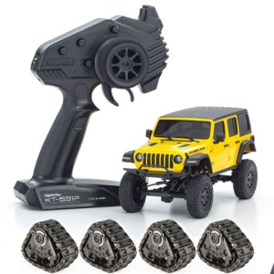 하비몬[■세트할인: #32521Y｜#MXW009②] 1/24 MINI-Z 4x4 MX-01 Jeep Wrangler Rubicon (Yellow) + Belt Crawler Unit Catappi (교쇼 미니지 4x4 랭글러 루비콘)[상품코드]-