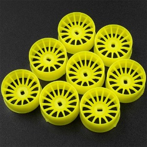 하비몬[#WL-0168FYW] [8개입｜와이드 AWD] Plastic Wide Rim Set 11mm (Offset 0 +1 +2 +3) Florescent Yellow for 1/28 AWD Mini-Z (교쇼 미니지 휠 세트)[상품코드]YEAH RACING