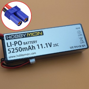 하비몬[#HBM5250M3S-EC5｜BM0321] [2셀 크기 3셀 리포 배터리｜하드케이스] 5250mAh 11.1V 3S 25C Hard Case LiPo Battery w/EC5 Connector (크기 139 x 47 x 25.5mm)[상품코드]HOBBYMON