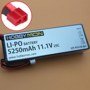 하비몬[#HBM5250M3S-DEANS｜BM0321] [2셀 크기 3셀 리포 배터리｜하드케이스] 5250mAh 11.1V 3S 25C Hard Case LiPo Battery w/DEANS Connector (크기 139 x 47 x 25.5mm)[상품코드]HOBBYMON
