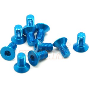 하비몬[AHF-308BU] (10개입) M3x8mm Aluminum 7075 Hex Socket Flat Head Screws (Blue)[상품코드]YEAH RACING
