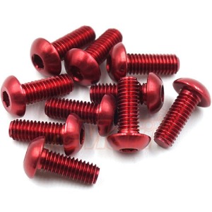 하비몬[AHP-308RD] (10개입) M3x8mm Aluminum 7075 Hex Socket Button Head Screws (Red)[상품코드]YEAH RACING